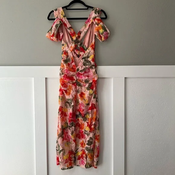 NWT For Love and Lemons Beth Midi Floral Lace Dress in Pink - Picture 8 of 12